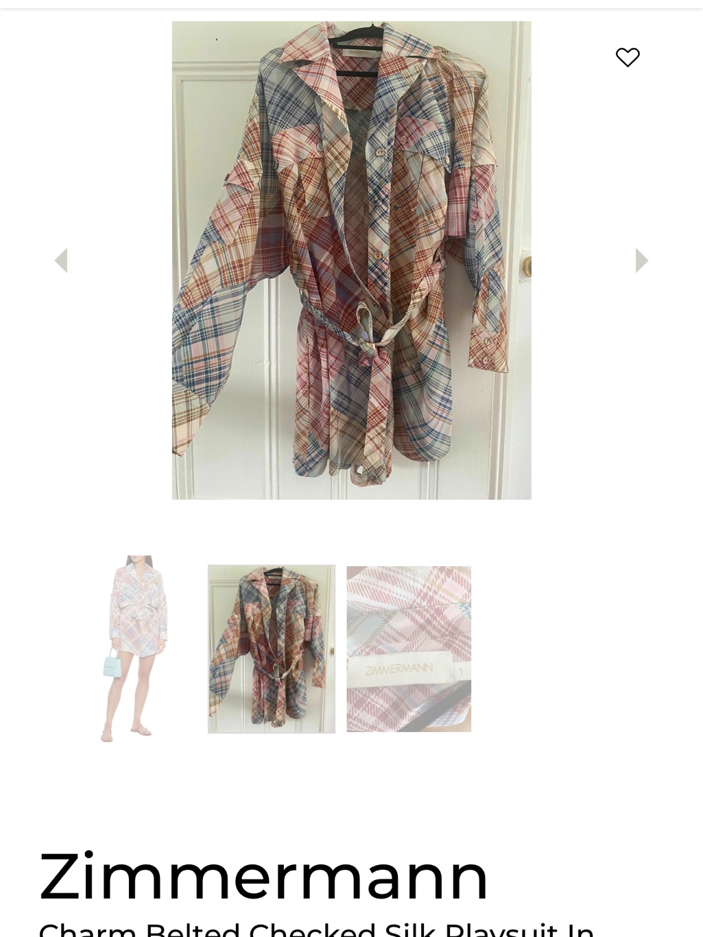 Zimmermann Pastel Plaid Silk Belted Romper - Pink, Blue, Peach, Cream
